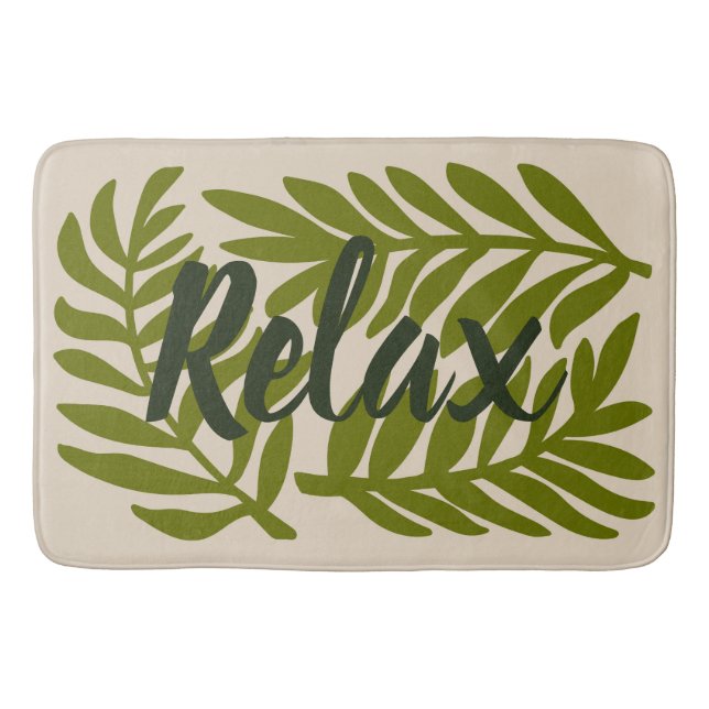 Tapis De Bain Grande feuille verte Nature 'Relax' Citation (Devant)