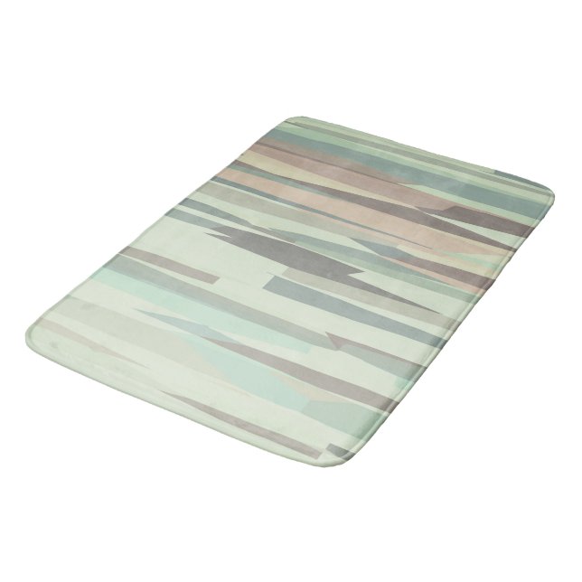 Tapis De Bain Grandes Abstraites vertes et pêche (Angle)