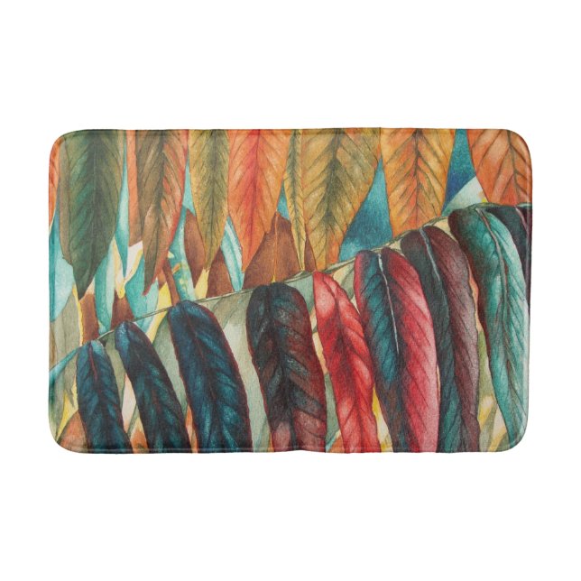Tapis De Bain grandes feuilles d'automne conceptuelles aux coule (Devant)