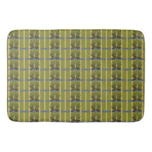 Tapis De Bain Grandes vertes et jaunes avec nappes bleues