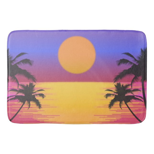 Tapis De Bain Graphique de coucher de soleil tropical (Devant)