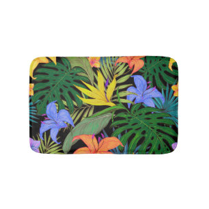 Tapis De Bain Graphique de fleur d'Aloha de Hawaii tropical