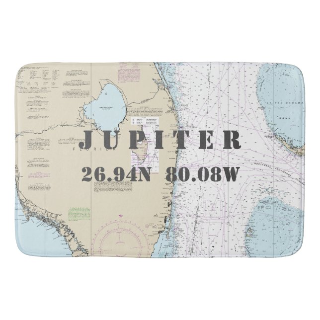 Tapis De Bain Graphique de latitude de longitude FL Jupiter Naut (Devant)