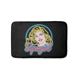 Tapis De Bain Graphique des lumières de Neon Retro Supergirl