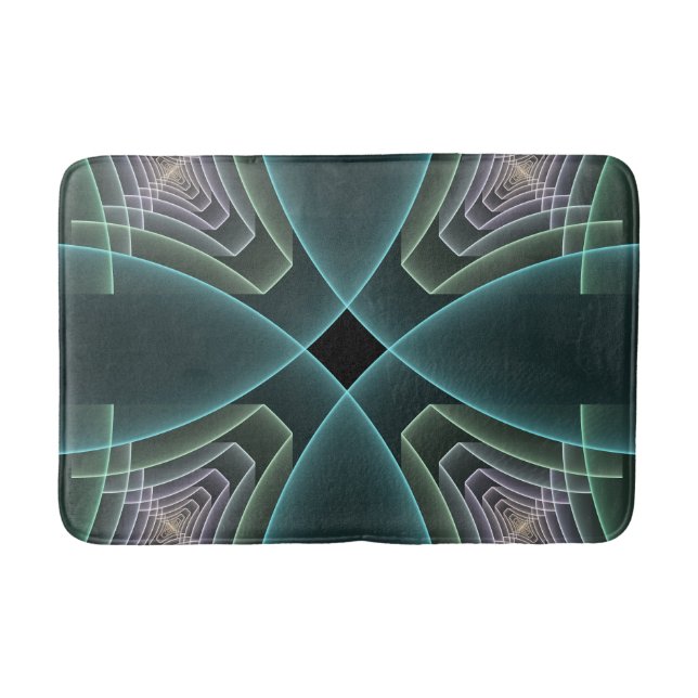 Tapis De Bain Graphique géométrique Turquoise moderne (Devant)