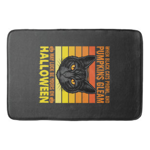 Tapis De Bain Graphisme de citrouille vintage Halloween chat noi
