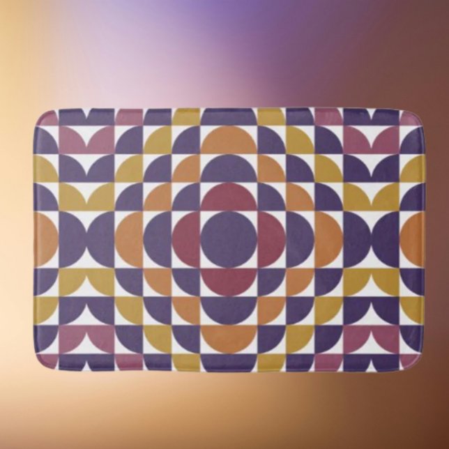 Tapis De Bain Gras Rétro Cercles Mat Bain | Moderne du milieu du (Créateur téléchargé)