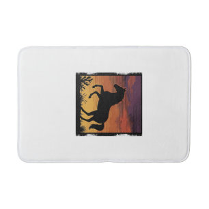 Tapis De Bain Gravure occidentale silhouette de cheval au couche