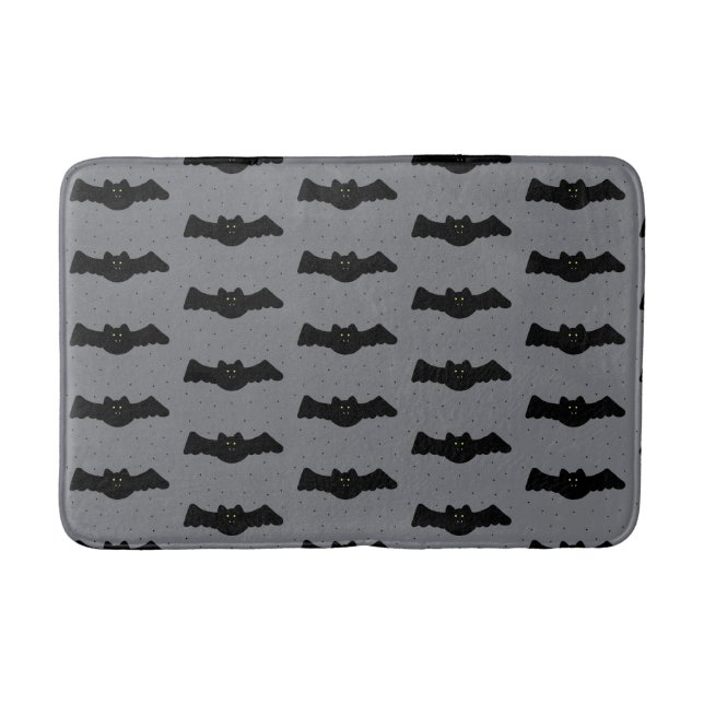 Tapis De Bain Gray and Black Halloween Bats (Devant)