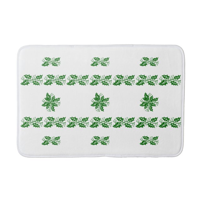 Tapis de bain - Green Holly Feuilles (Devant)