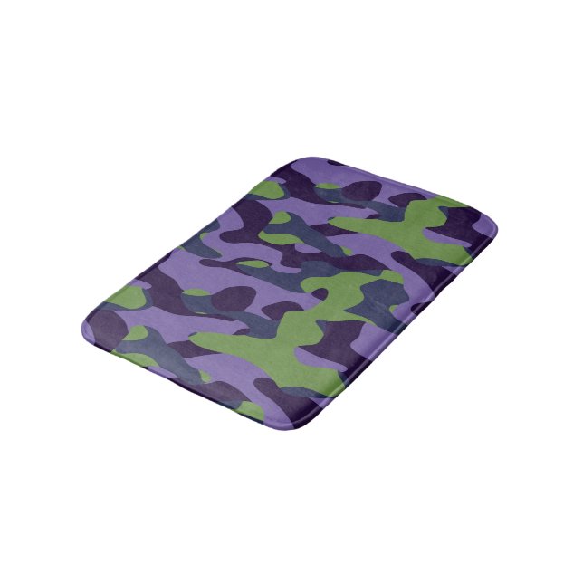 Tapis De Bain Green Purple and Blue Camo abstract (Angle)