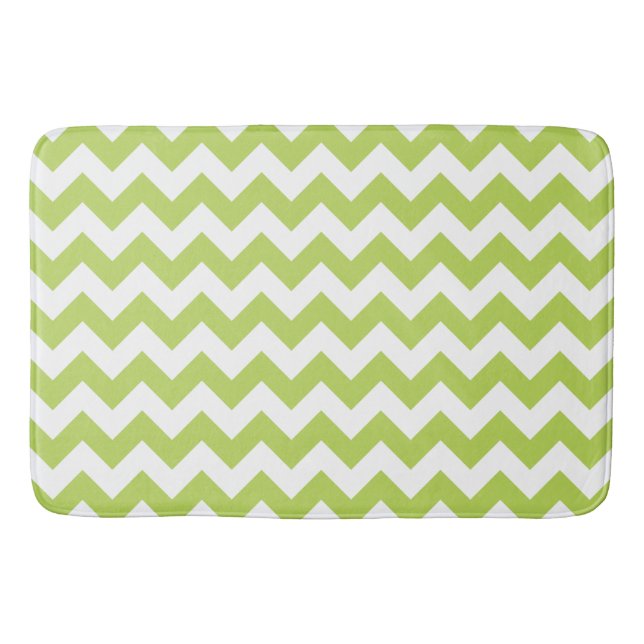 Tapis De Bain Green Zigzag, Green Chevron, Motif géométrique (Devant)