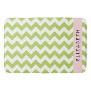 Tapis De Bain Green Zigzag, Green Chevron, Votre Nom