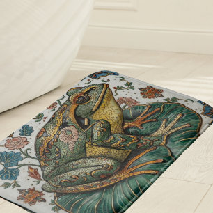 Tapis De Bain Grenouille en cloisonné sur feuille de nénuphar