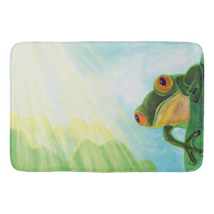Tapis De Bain Grenouille verte attrapant quelques rayons