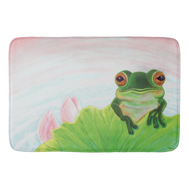 Tapis De Bain Grenouille verte Se détendre dans l'étang (Devant)
