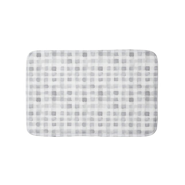 Tapis De Bain Grey White Plaid Stripes  (Devant)