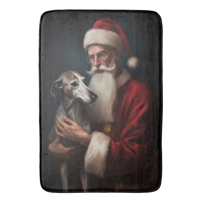 Tapis De Bain Greyhound avec le Père Noël Noël Festif (devant Vertical)