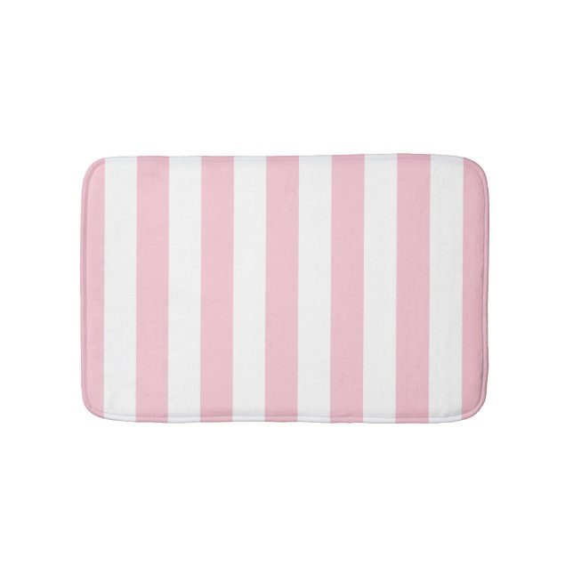 Tapis De Bain Grilles Verticales Bébé Rose Et Blanc Gratté (Devant)