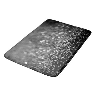 Tapis De Bain Gris argenté Paillettes Bokeh Glam 1