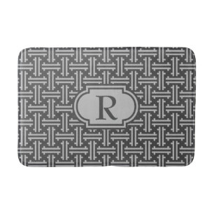 Tapis De Bain Gris chinois de frette, d'argent et de graphite