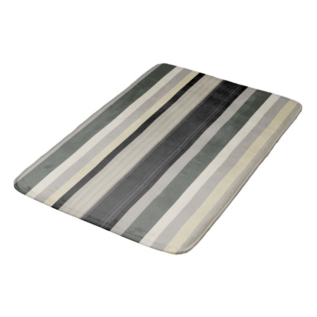 Tapis De Bain Gris et rayures vertes (Angle)