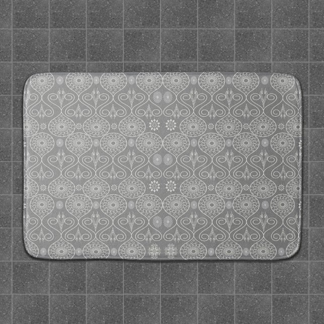 Tapis De Bain Gris fibreux de graines de pieuvre textile à motif (Créateur téléchargé)