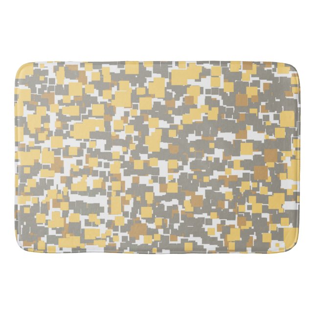 Tapis De Bain Gris graphique moderne, Or et blanc géométrique (Devant)