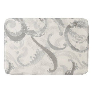 Tapis De Bain Gris neutre et blanc Abstrait