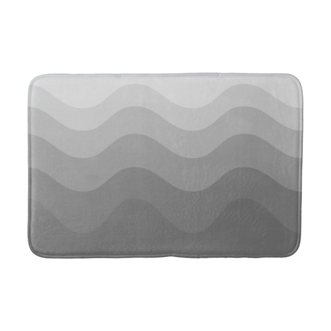 Tapis De Bain Gris Wavey Gris Moderne Salle de bain Mat (Devant)