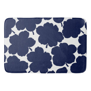 Tapis De Bain Gros Floral Monochrome Navy