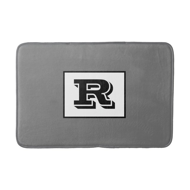 Tapis De Bain Gros Monogramme noir en gras, gris (Devant)
