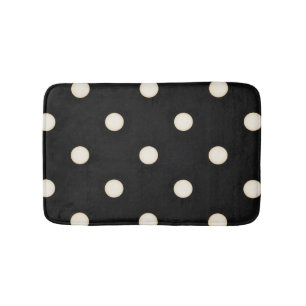 Tapis De Bain Gros Pois d'antiquité blanc et noir