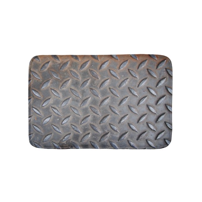 Tapis De Bain Grunge diamant métal, texture en acier soudé. (Devant)