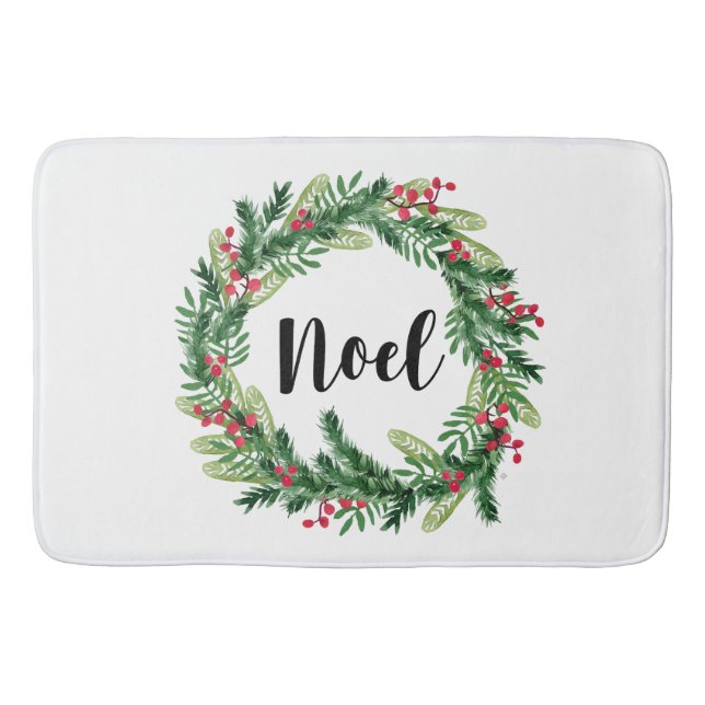 Tapis De Bain Guirlande d'aquarelle de Noël (Devant)