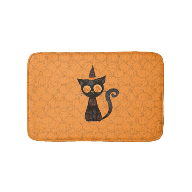 Tapis De Bain Halloween/chat/citrouille/automne (Devant)