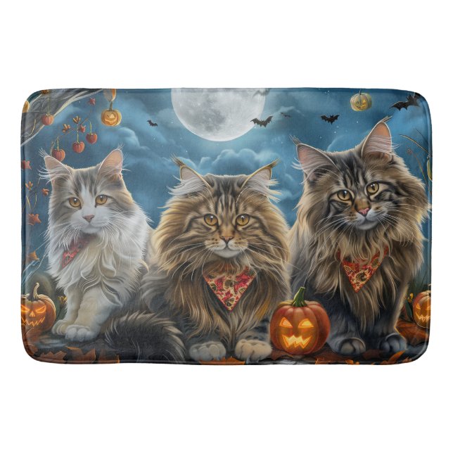 Tapis De Bain Halloween chats de Sibérie Éffrayant (Devant)