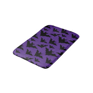 Tapis De Bain Halloween chauves-souris violet cool éffrayant mot