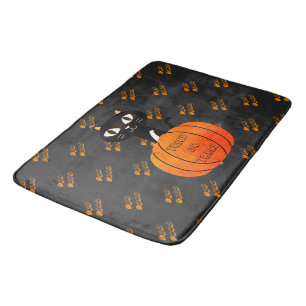 Tapis De Bain Halloween Citrouille de chat noir orange