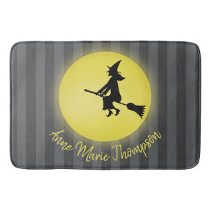 Tapis De Bain Halloween Éffrayant sorcière Broomstick Lune