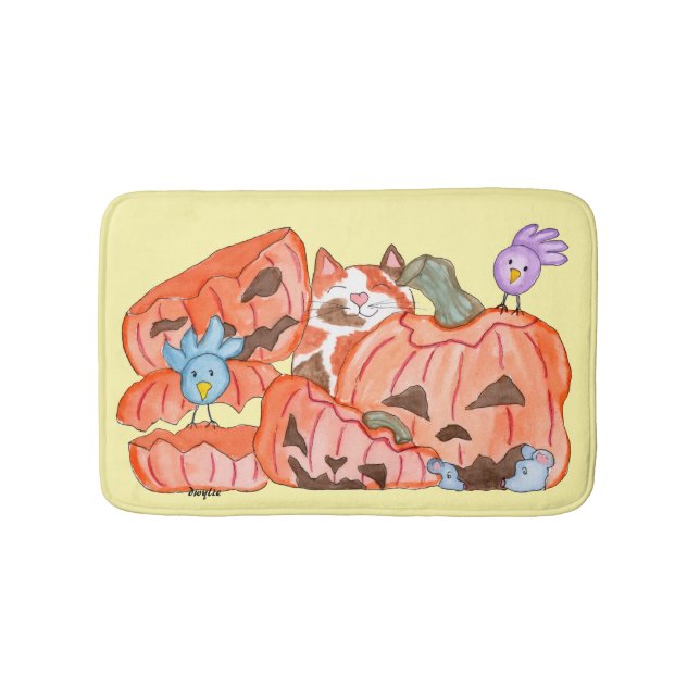 Tapis De Bain Halloween Kitty & SMashed Pumpkins (Devant)