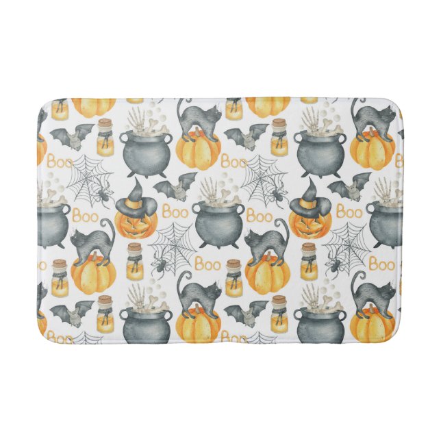 Tapis De Bain Halloween Whimsical Cauldron et Motif de chats (Devant)