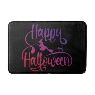 Tapis De Bain Happy Halloween dégradé volant sorcière chat