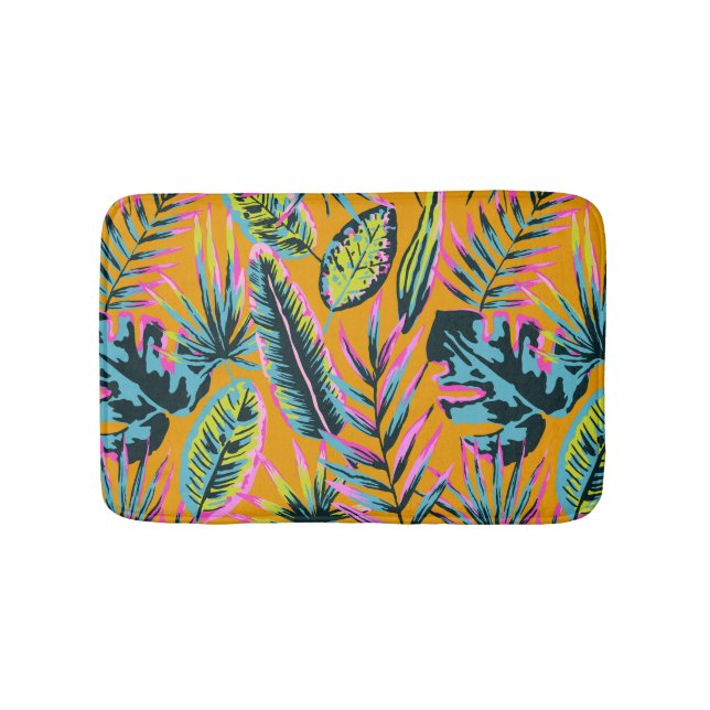 Tapis De Bain Hawaiian Tropical Feuilles Et Plante Imprimer Moti (Devant)