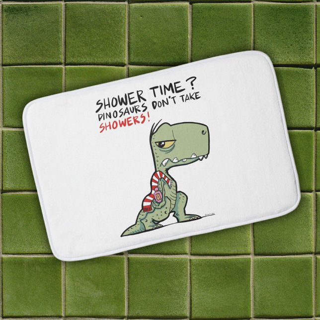 Tapis De Bain Heure de la douche ? Drôle serviette T-Rex Dinosau (Shower Time? Funny Towel T-Rex Dinosaur Cartoon Bath Mat)