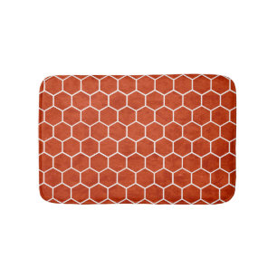 Tapis De Bain Hexagonal Texture Motif Rustique Grange Rouge