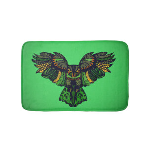 Tapis De Bain Hibou émeraude majestueux