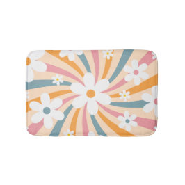 Tapis De Bain Hippie florale Super rétro couleur soleil margueri