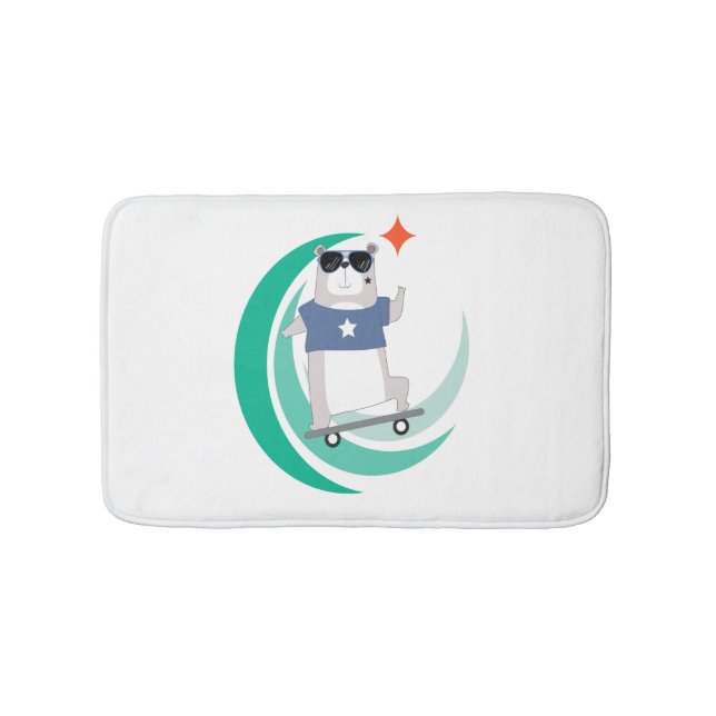 Tapis De Bain Hipster Bear Riding a Skateboard (Devant)