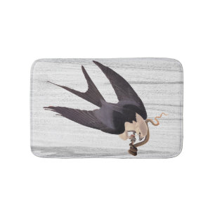 Tapis De Bain Hirondelle faucon avec serpent sur gris rustique